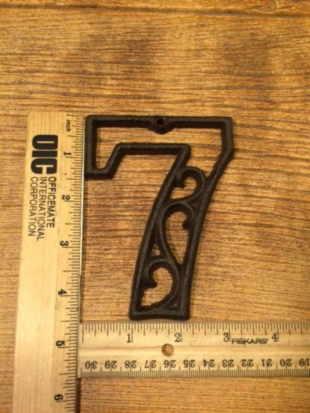 "7" (Seven) House Address Number Ornate Cast Iron Filigree 4 5/8" tall 0558-7